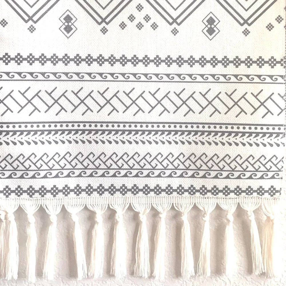 Set/2 Gray Beige Boho Mandala Aztec Ethnic Print Tapestry Wall Hangings w/ Hooks